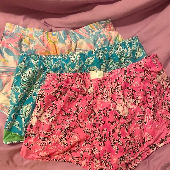 Lilly Pulitzer Pink and Blue Athletic Shorts Vibrant Style